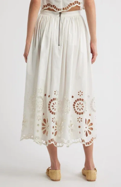 The Great . The Super Bloom Eyelet Midi Skirt In White