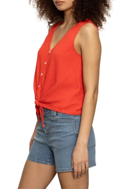 Sanctuary Women's Vacation Tie-front Button-up Vest In Red