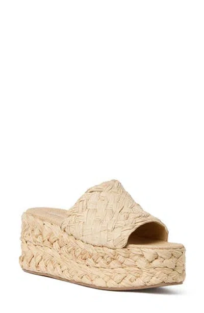 Loeffler Randall Aaron Platform Raffia Mules Natural In Brown