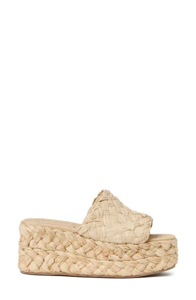 Loeffler Randall Aaron Platform Raffia Mules Natural In Brown