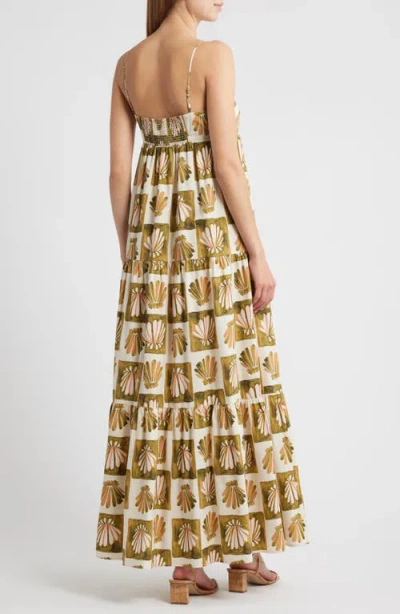 Rails Mica Print Cotton Blend Tiered Maxi Sundress In Green