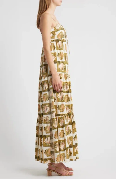 Rails Mica Print Cotton Blend Tiered Maxi Sundress In Green