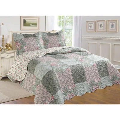 J&v Textiles J And V Textiles Reversible Quilt Set In Green
