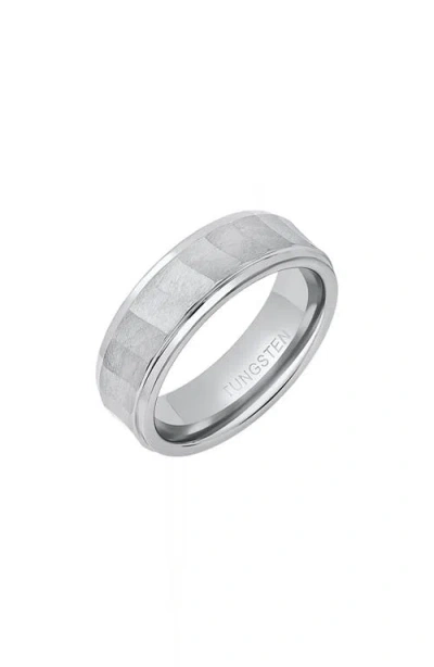 Hmy Jewelry Faceted Brushed Band Ring In White