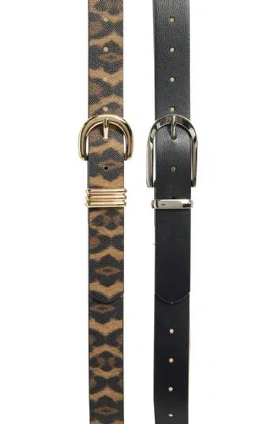 Steve Madden Set Of 2 Faux Leather Belts In Multi