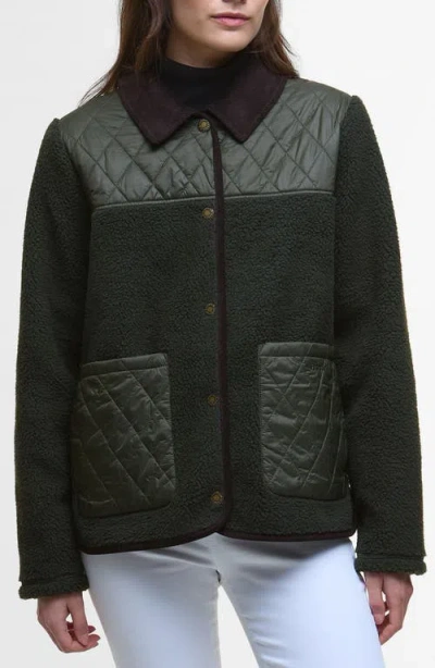Barbour Laurel High Pile Fleece Quilted Jacket In Green