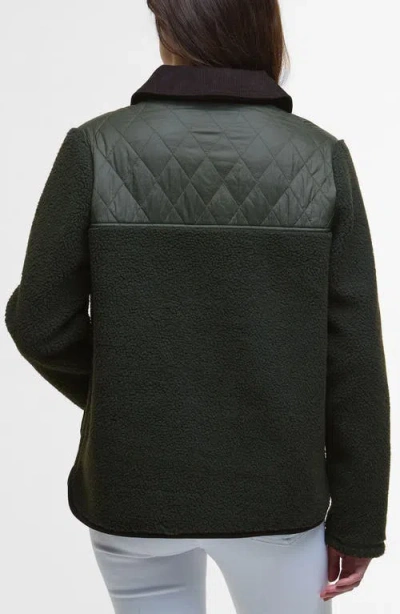 Barbour Laurel High Pile Fleece Quilted Jacket In Green