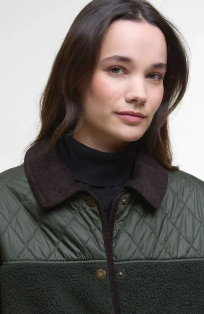 Barbour Laurel High Pile Fleece Quilted Jacket In Green