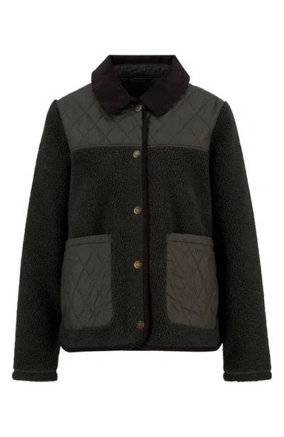 Barbour Laurel High Pile Fleece Quilted Jacket In Green