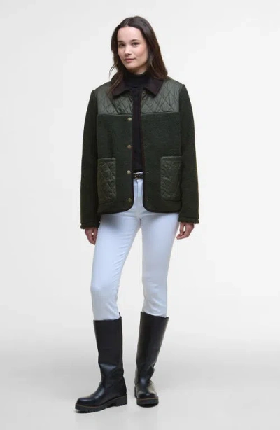 Barbour Laurel High Pile Fleece Quilted Jacket In Green