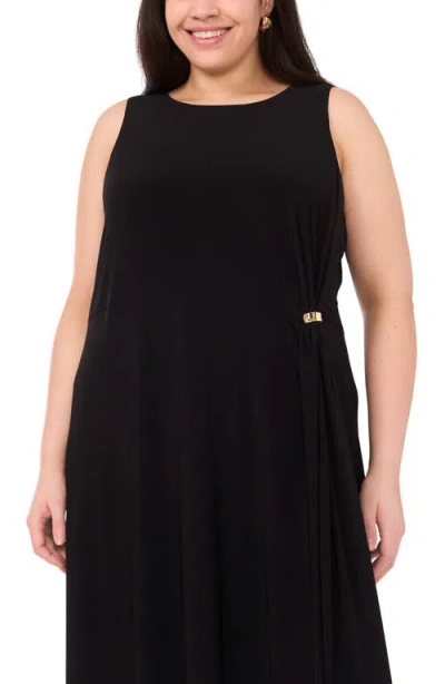 Vince Camuto Plus Size Gathered Twist With Gold Trim Ring Maxi Dress In Black