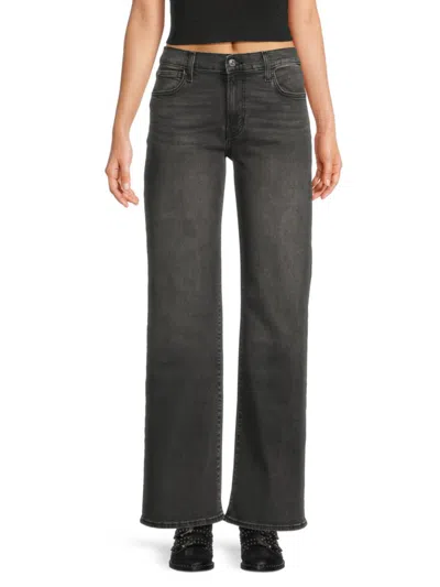 Hudson Women's Rosalie High-rise Wide-leg Jeans In Black