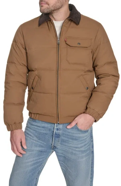 Levi's Men's Quilted Corduroy Collar Depot Jacket In Brown