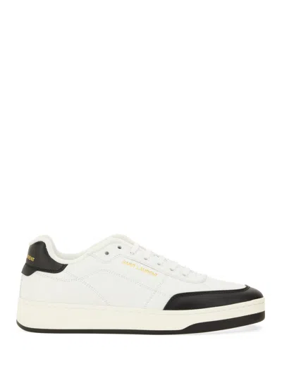 Saint Laurent White And Black Leather Sneakers In Multi