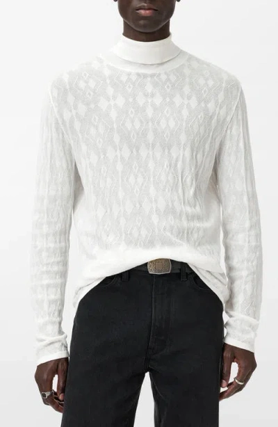 John Varvatos Alistair Broken Argyle Turtleneck Sweater In White