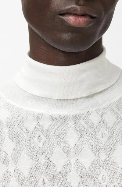John Varvatos Alistair Broken Argyle Turtleneck Sweater In White