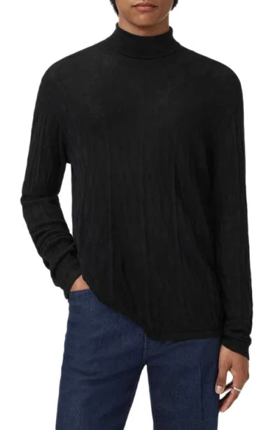 John Varvatos Alistair Broken Argyle Turtleneck Sweater In Black