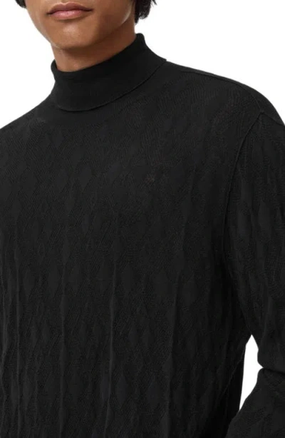 John Varvatos Alistair Broken Argyle Turtleneck Sweater In Black