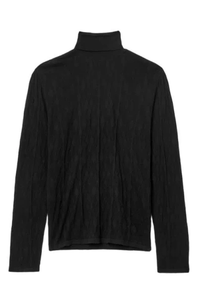 John Varvatos Alistair Broken Argyle Turtleneck Sweater In Black