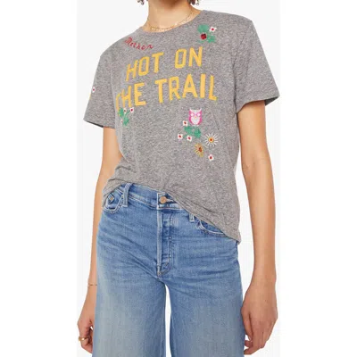 Mother Womens Hot On The Trail The Rowdy Embroidered Woven T-shirt In Gray