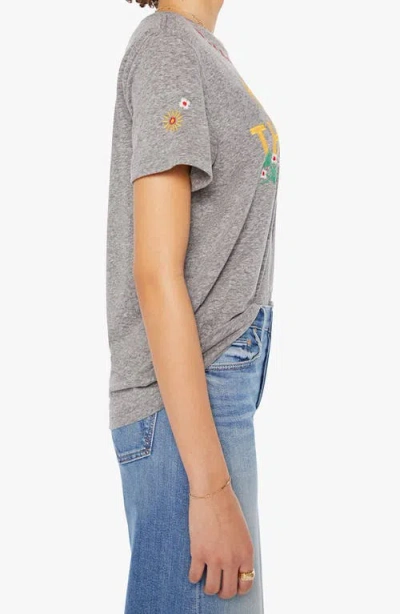 Mother Womens Hot On The Trail The Rowdy Embroidered Woven T-shirt In Gray