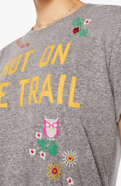 Mother Womens Hot On The Trail The Rowdy Embroidered Woven T-shirt In Gray