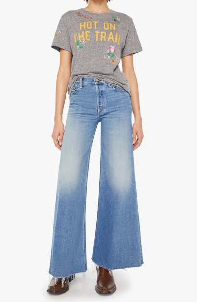 Mother Womens Hot On The Trail The Rowdy Embroidered Woven T-shirt In Gray