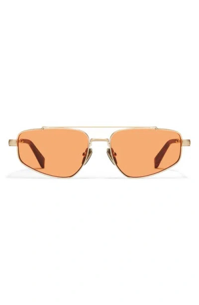 Quay Pit Stop 56mm Aviator Sunglasses In Gold