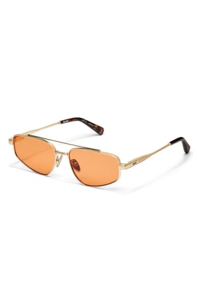 Quay Pit Stop 56mm Aviator Sunglasses In Gold