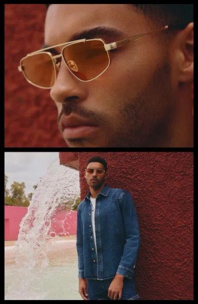 Quay Pit Stop 56mm Aviator Sunglasses In Gold