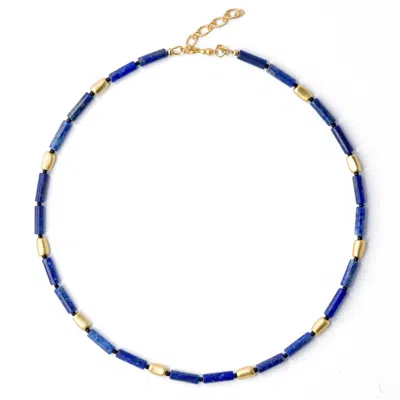 Bombyx House Women's Gold / Blue Lapis Lazuli Tube Princess Necklace In Multi