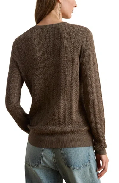 Ralph Lauren Women's Long Sleeves Pointelle-knit Sweater In Brown