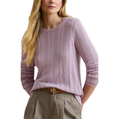 Ralph Lauren Womens Long Sleeves Pointelle Knit Sweater P Xs Xxl In Purple