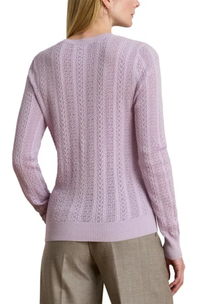 Ralph Lauren Womens Long Sleeves Pointelle Knit Sweater P Xs Xxl In Purple