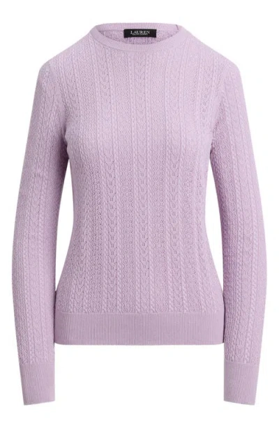 Ralph Lauren Womens Long Sleeves Pointelle Knit Sweater P Xs Xxl In Purple