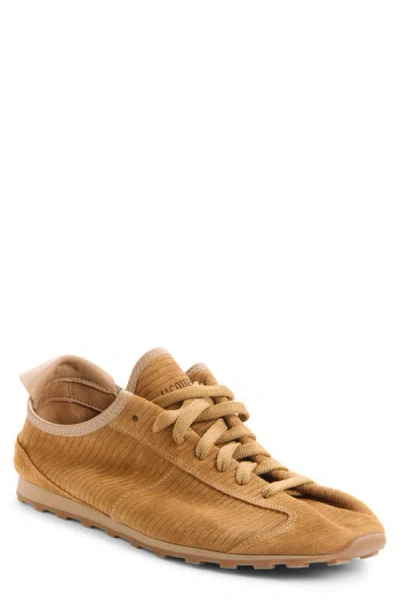 Jacquemus Le Tennis Sneakers In Soft Corduroy-embossed Suede In Brown