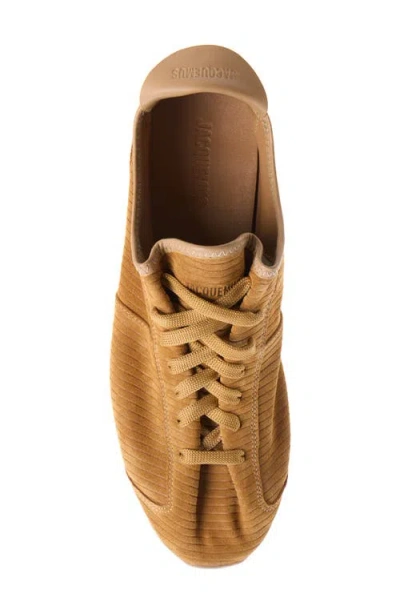 Jacquemus Le Tennis Sneakers In Soft Corduroy-embossed Suede In Brown