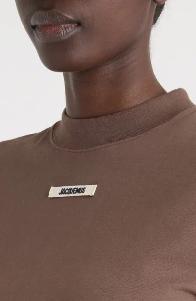 Jacquemus Crew Neck Box Cut Short Sleeve Top In Brown