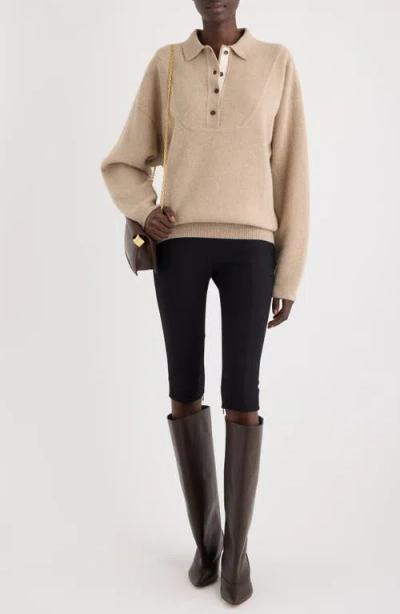 Jacquemus Polo Collar Knitwear With Ribbed Cuffs And Hem In Neutral