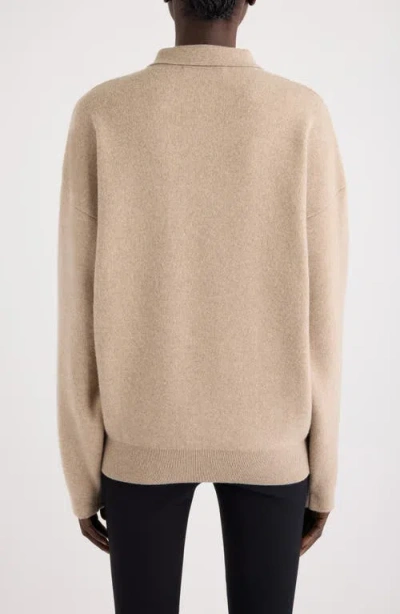 Jacquemus Polo Collar Knitwear With Ribbed Cuffs And Hem In Neutral