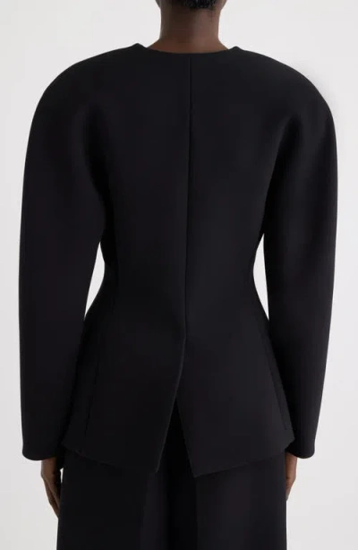 Jacquemus La Veste Ovalo Cady Collarless Jacket In Black