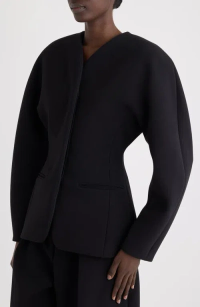 Jacquemus La Veste Ovalo Cady Collarless Jacket In Black