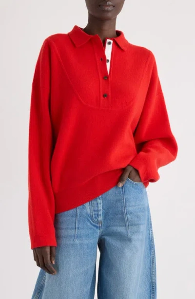 Jacquemus Balloon Wool And Cashmere Polo Sweater In Red