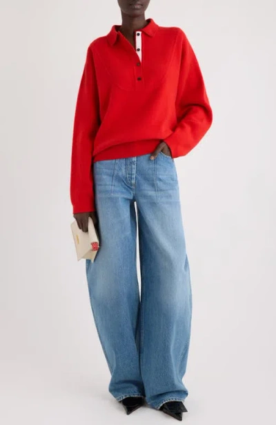Jacquemus Balloon Wool And Cashmere Polo Sweater In Red