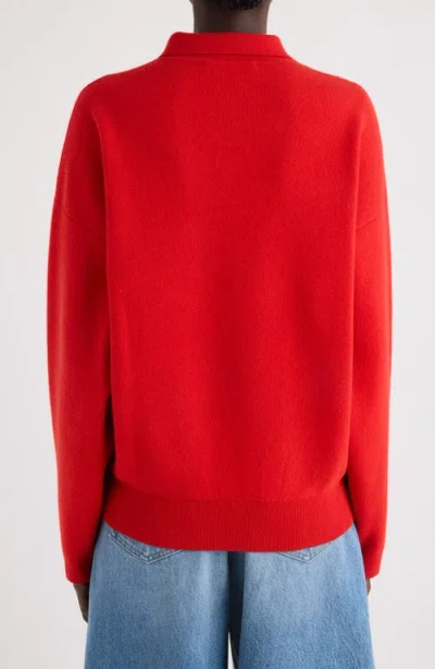 Jacquemus Balloon Wool And Cashmere Polo Sweater In Red