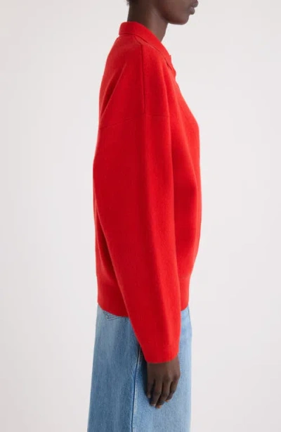 Jacquemus Balloon Wool And Cashmere Polo Sweater In Red