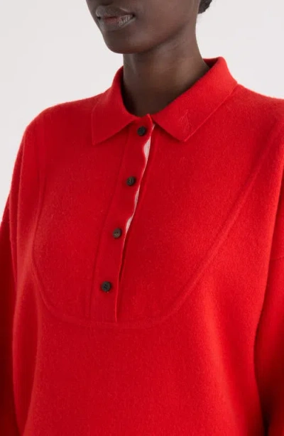 Jacquemus Balloon Wool And Cashmere Polo Sweater In Red