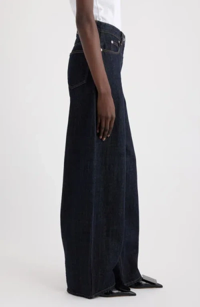 Jacquemus Le De Nimes Ovalo Blue Wide Jeans With Side Logo In Denim Woman