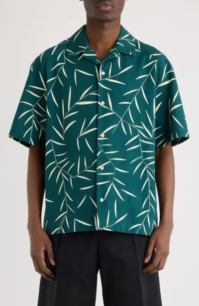 Jacquemus Fonccio Camp-collar Printed Cotton-twill Shirt In Green