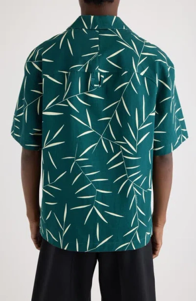 Jacquemus Fonccio Camp-collar Printed Cotton-twill Shirt In Green